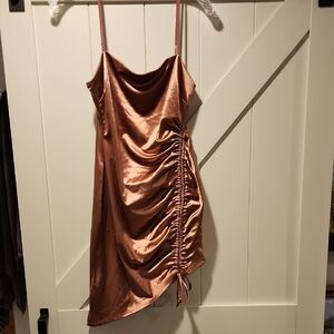 Papaya Bronze Adjustable Side Length Strap Dress
